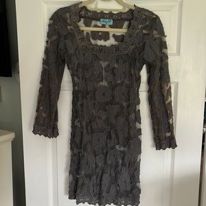 Vintage Letarte lace cover up dress — gray